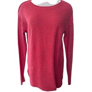 LOFT Dark Coral Crewneck Lightweight Sweater Longsleeve Preppy Size Medium‎